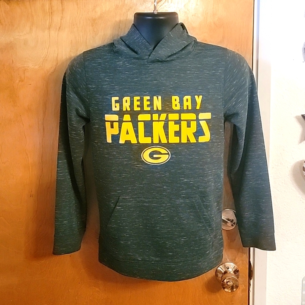 NFL Team Apparel Youth Green Bay Packers Static Green Pullover Hoodie. YL 10/12